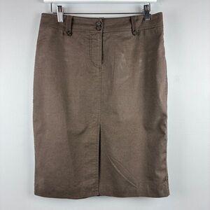 Tahari Womens 6 Taupe Pencil Skirt Linen Cotton Blend Classic Tailored Workwear